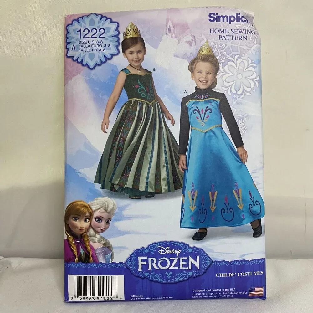 #1222 Simplicity Frozen Themed Children's Costume Sewing Pattern size 3-8